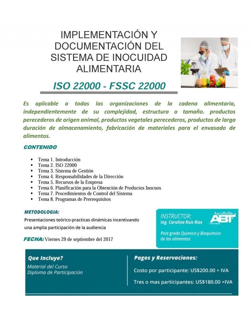 "Sistema de Inocuidad Alimentaria ISO 22000 - FSSC 22000 ...